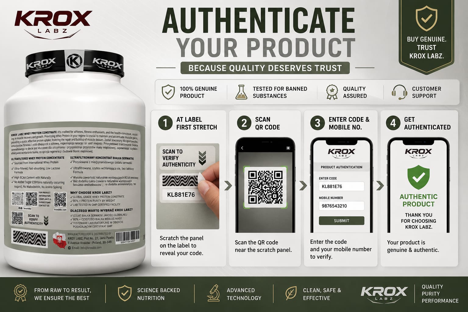 KROX LABZ scratch code product authentication