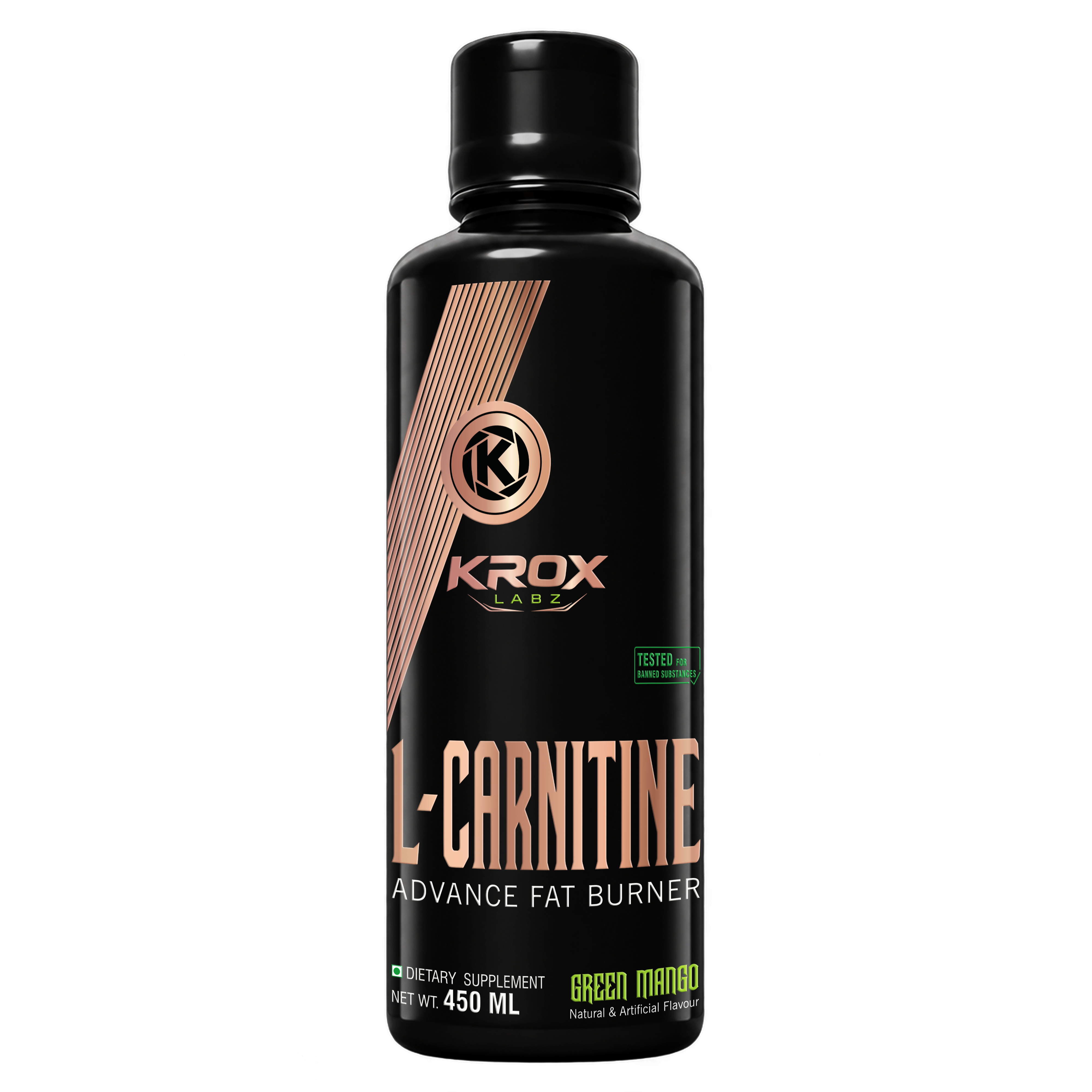 Front-(Green-Mango) KROX LABZ L-Carnitine Advance Fat Burner 450ml - Image 1